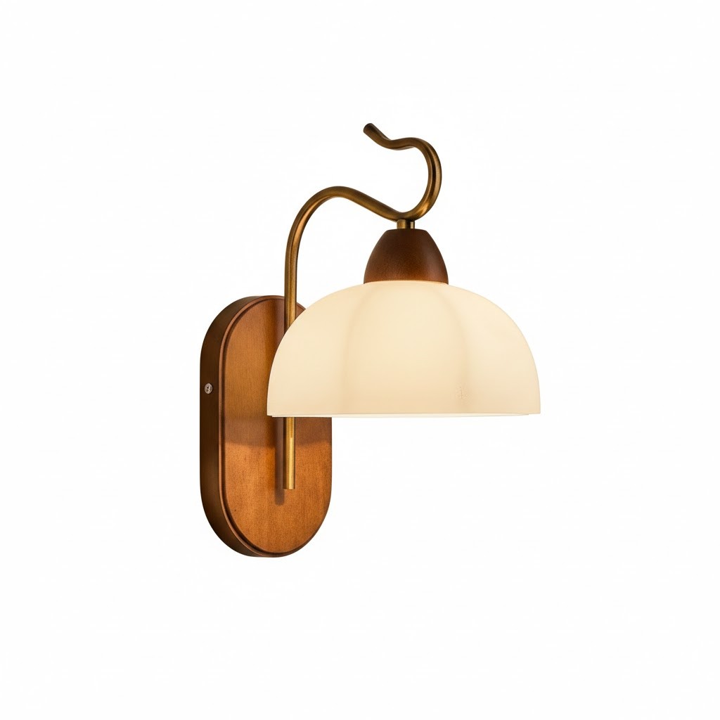 Настінний світильник Nordic Retro, квітка / дерево + метал