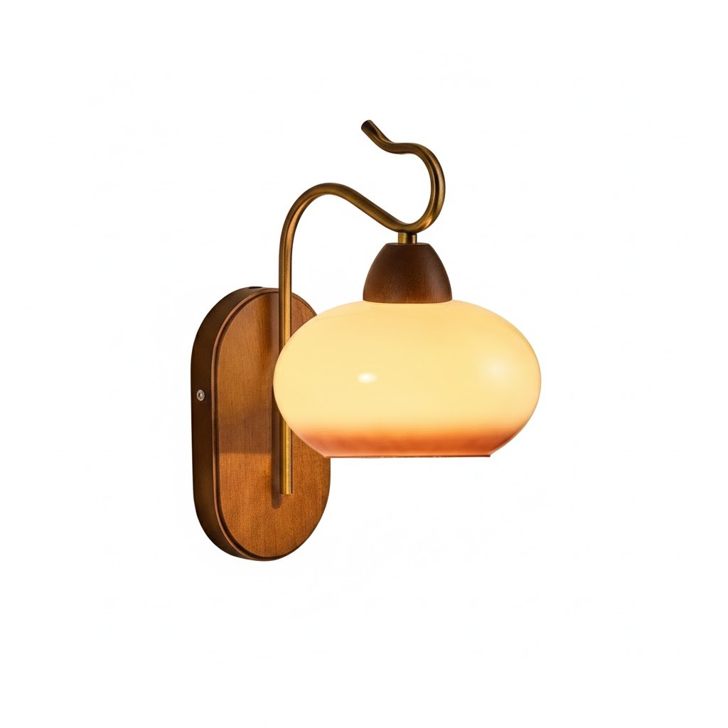 Настінний світильник Nordic Retro, купол / дерево + метал