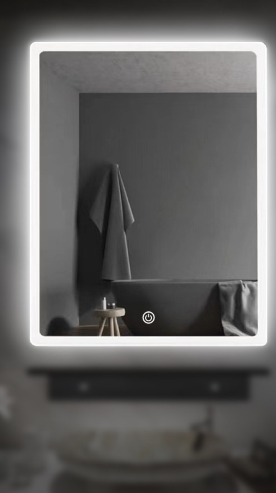 LED дзеркало у ванну прямокутне 80×130 см | Біле світло | Один сенсор | Плавне регулювання яскравості