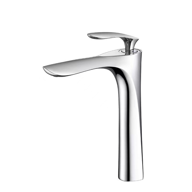 Змішувач для умивальника, нержавіюча сталь, одноважільний, срібний / чорний