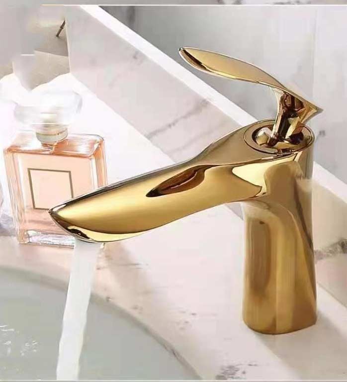 Змішувач для умивальника, титан (золото), одноважільний