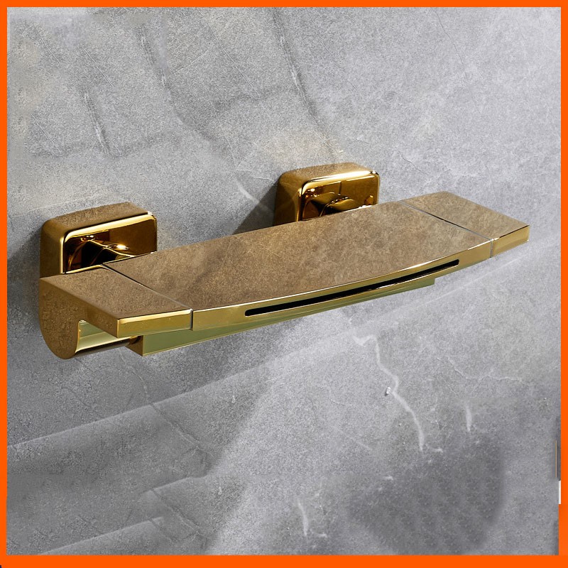 Змішувач для ванни настінний 009, латунний корпус, керамічний картридж, золото