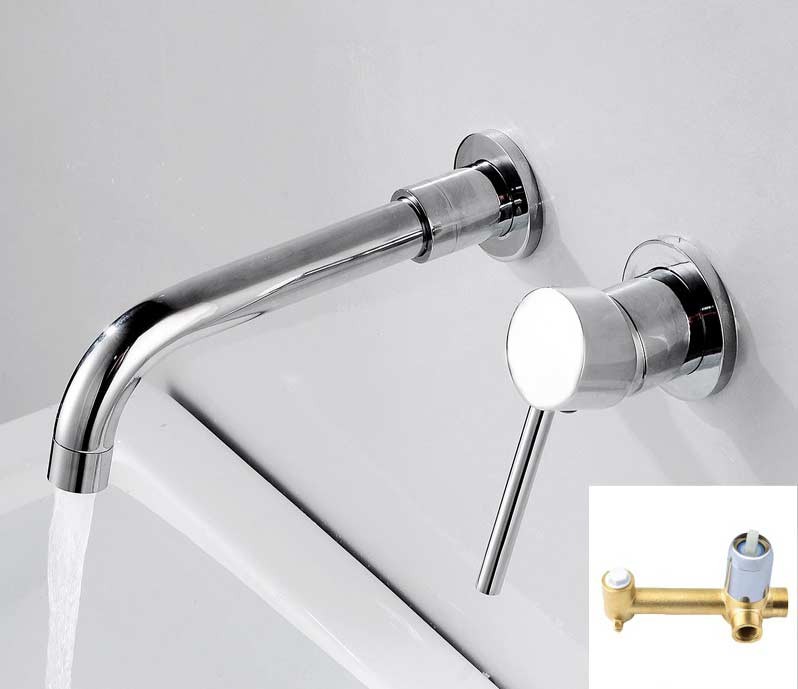 Вбудований змішувач для умивальника MPLT-YBR01, хром, латунь, поворотний вилив 360°