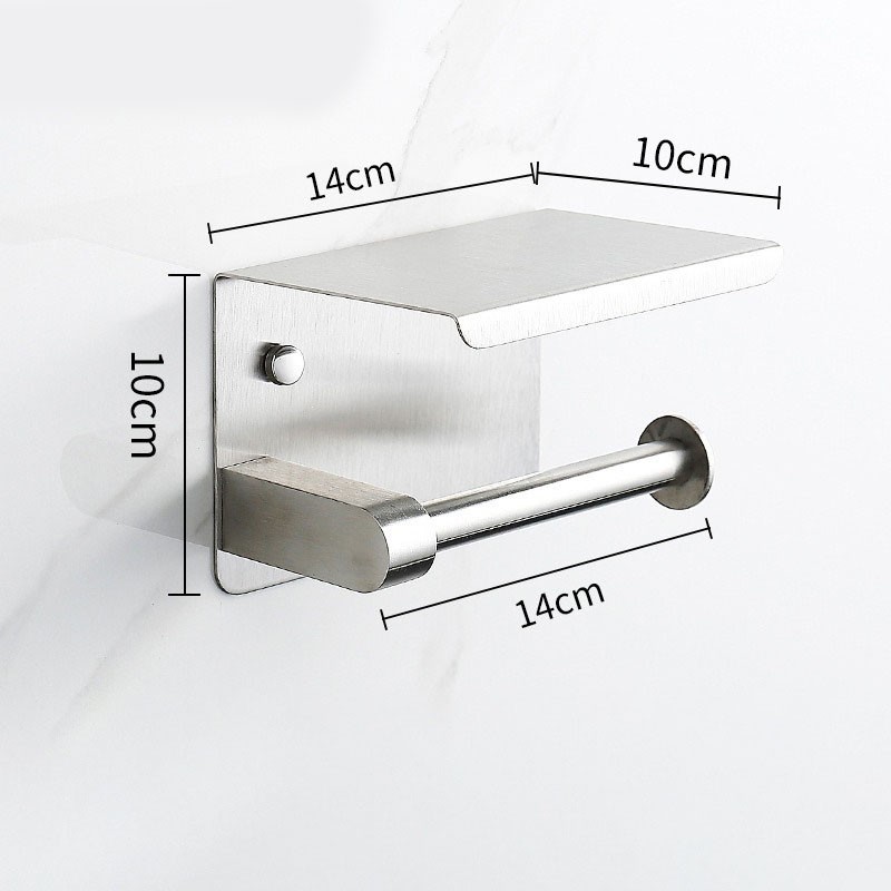 Тримач туалетного паперу з полицею, настінний, металевий, нижній тип кріплення