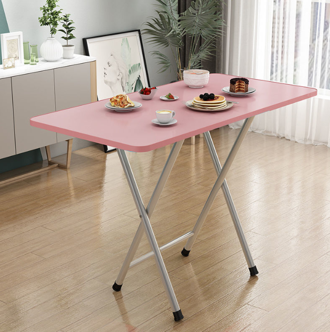 Складний стіл, 60х40х72, рожевий, зі срібними ніжками, одна перегородка
