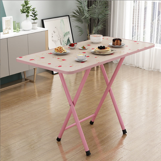 Складний стіл, 60х40х72, квітковий, з рожевими ніжками, одна перегородка