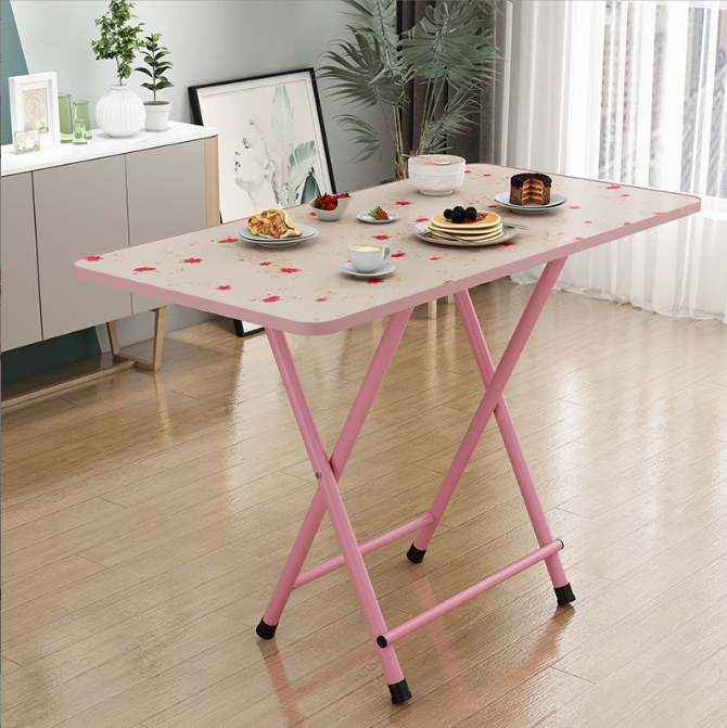 Складний стіл, 60х40х72, квітковий, з рожевими ніжками, дві перегородки