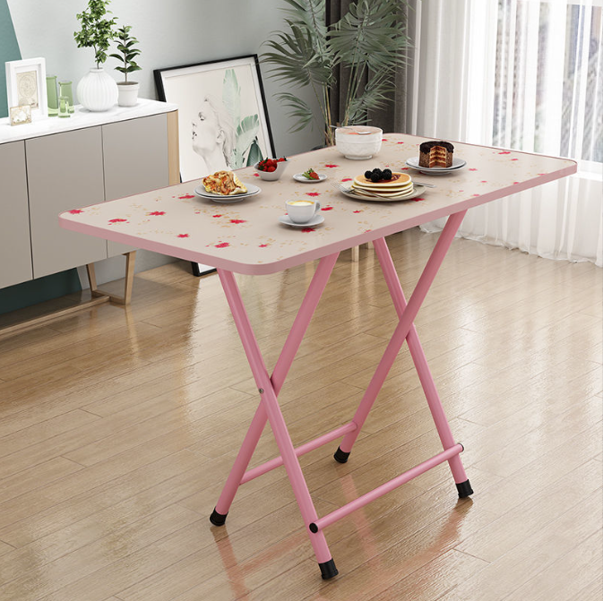 Складний стіл, 80х40х72, квітковий, з рожевими ніжками, дві перегородки
