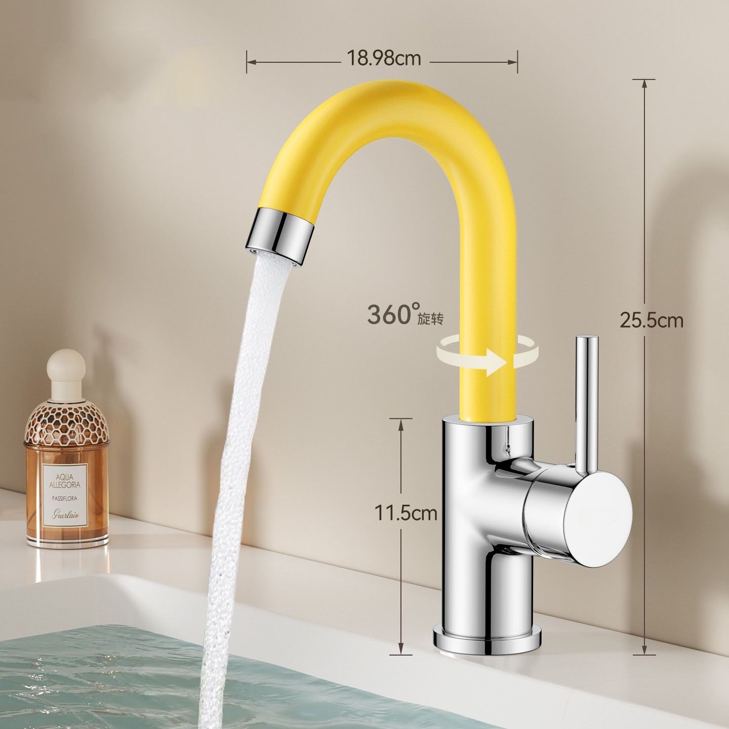 Кухонний змішувач Mi Xiaomu Dopamine, поворотний 360°, одноступінчастий, хромована латунь