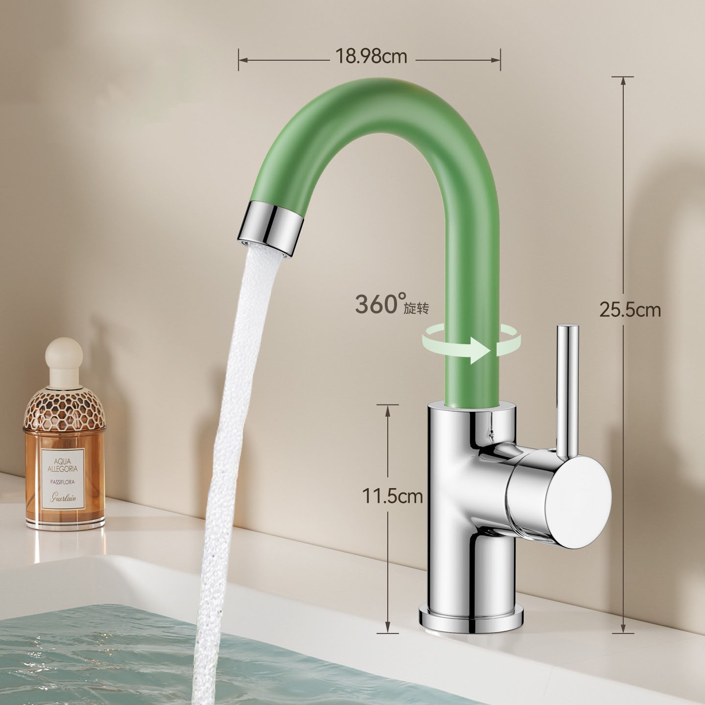 Кухонний змішувач 5064, 360°, нержавіюча сталь, однорежимний потік