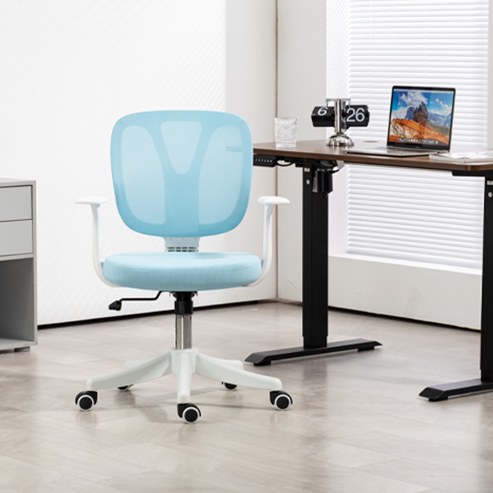 Компактне офісне крісло CY8031 з сітчастою спинкою, регулювання висоти, біла база