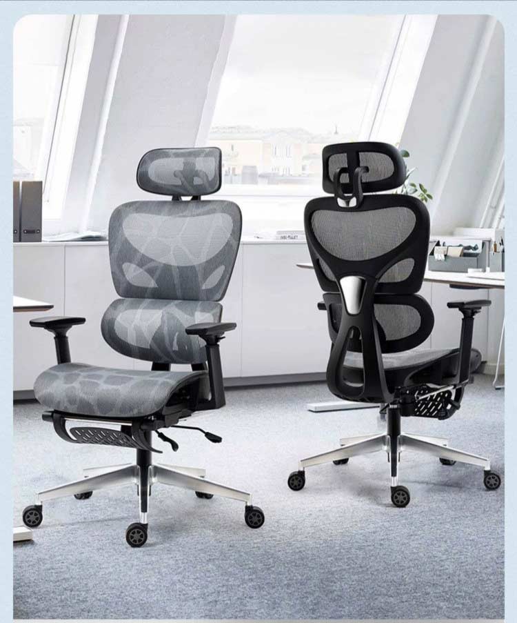 Ергономічне офісне крісло K90 з підголівником, 3D підлокітники, сітчасте сидіння, регулювання висоти