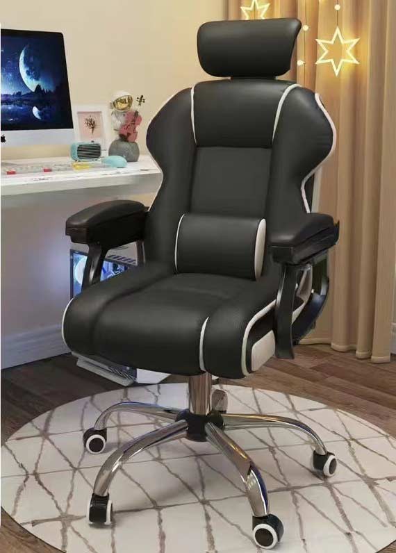 Ергономічне комп’ютерне / офісне крісло з підставкою для ніг та підголівником, регулювання висоти