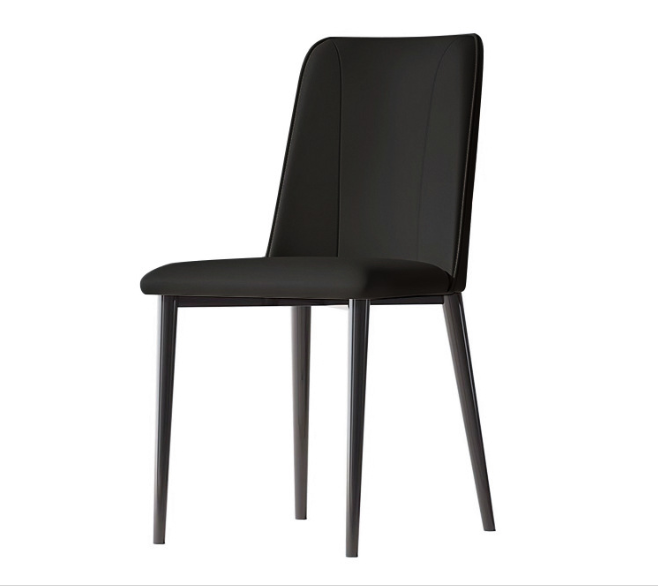Сучасний обідній стілець з екошкіри, чорний