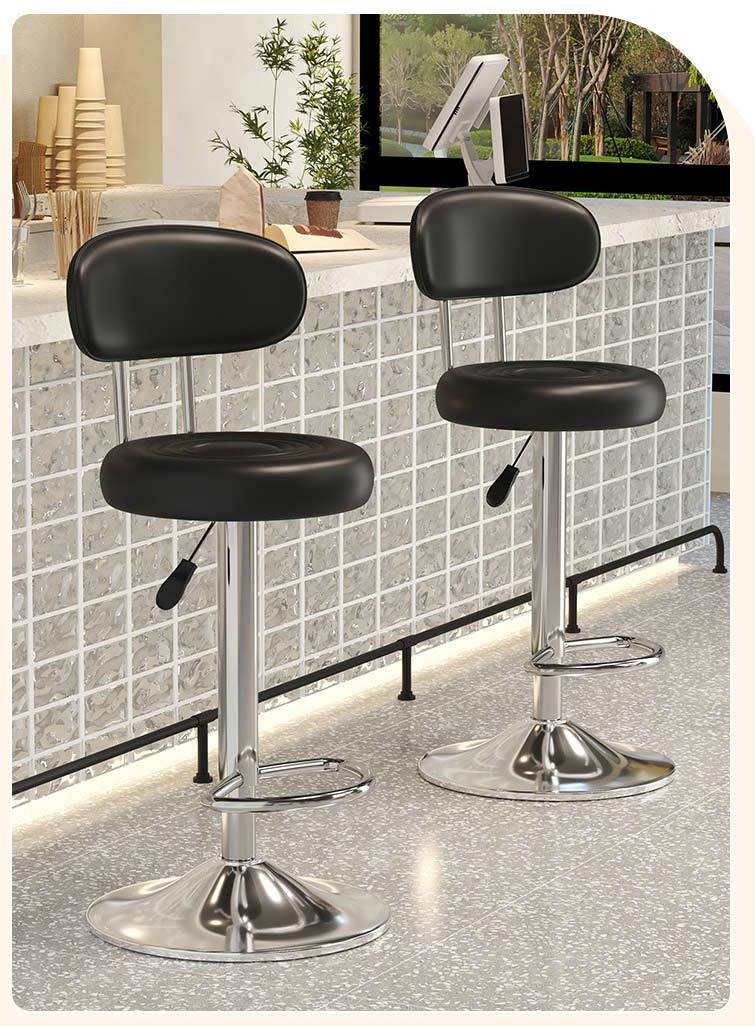 Барний стілець JBY-19 регульований зі спинкою, срібна рама, висота сидіння 61–81 см