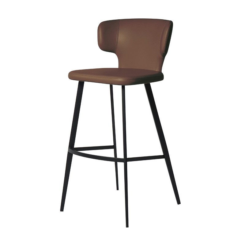 Барний стілець зі спинкою 7136, американська дублена шкіра, металеві ніжки, висота сидіння 65 см
