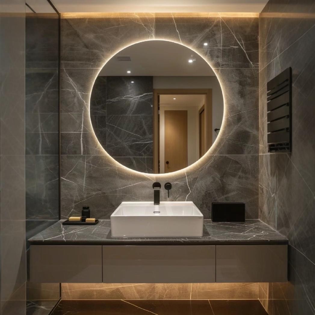 Кругле LED дзеркало у ванну 70 см | сенсорне керування | беле світло