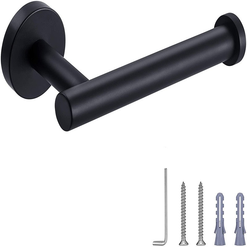 Тримач для туалетного паперу з нержавіючої сталі, настінний, чорний матовий, на шурупи