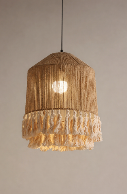 Підвісна ретро люстра з подвійною бахромою, 40 см