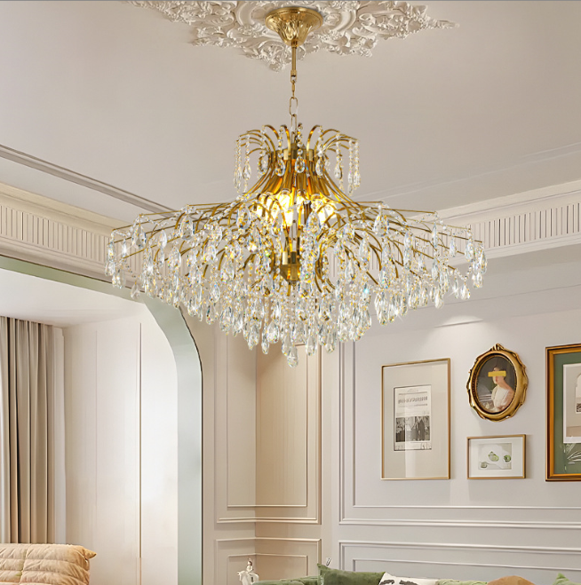 Розкішна кришталева люстра у французькому стилі, 100 см, трьохкольорове світло