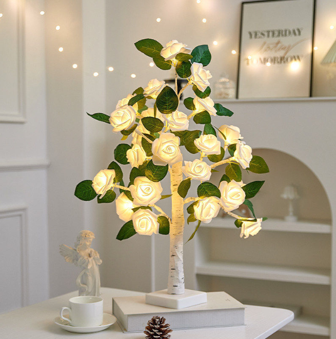 Світлодіодна лампа у формі трояндового дерева, тепле світло