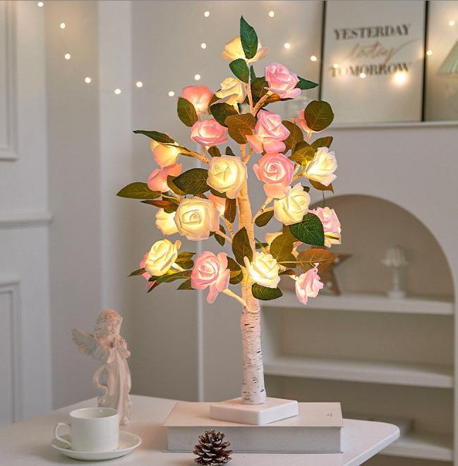 Світлодіодна лампа у формі трояндового дерева, тепле/рожеве світло