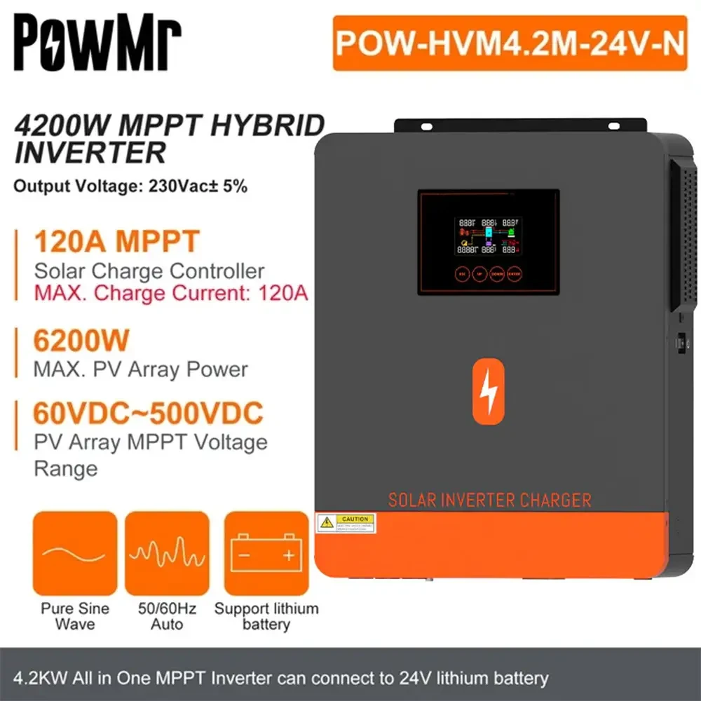 Гібридний cонячний інвертор PowMr 4.2 kW (POW-HVM4.2M-24V) Off-Grid