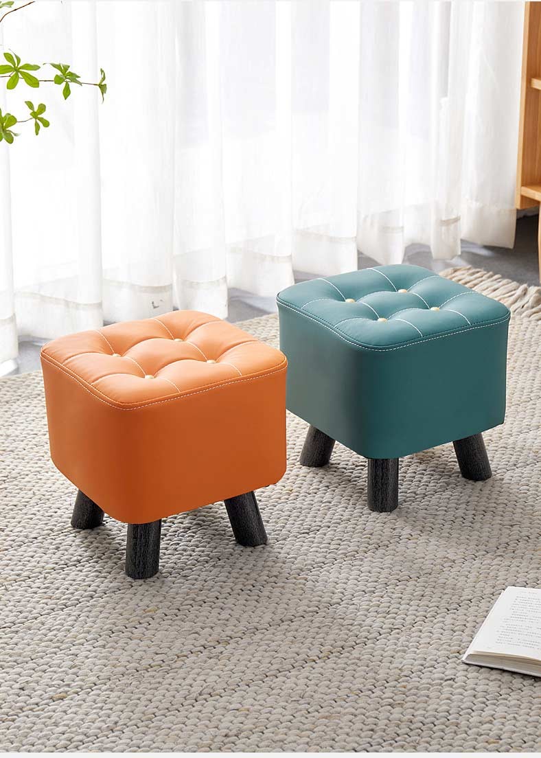 Пуф м’який квадратний на ніжках 28×28×24 см, табурет для ніг екошкіра