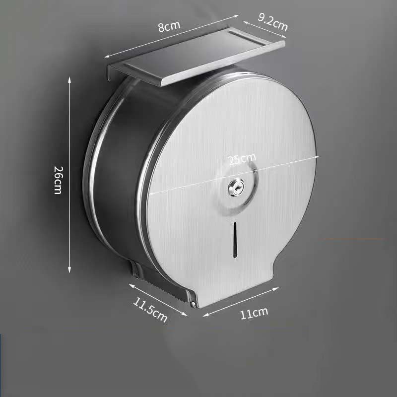 Великий круглий диспенсер для туалетного паперу з полицею, матовий