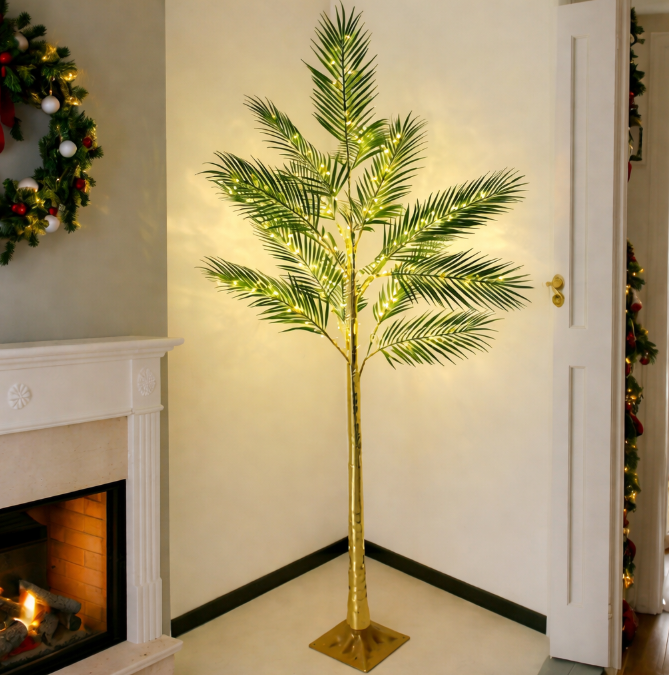 Світлодіодне декоративне дерево “Пальма” з підсвіткою, тепле світло, 1.5 м