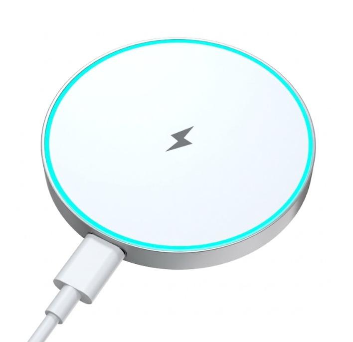 Магнітний бездротовий зарядний пристрій, 15W швидка зарядка, білий