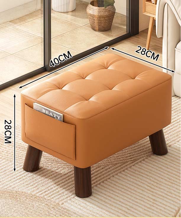 Пуф м’який прямокутний на дерев’яних ніжках 40×28×28 см, табурет для ніг екошкіра
