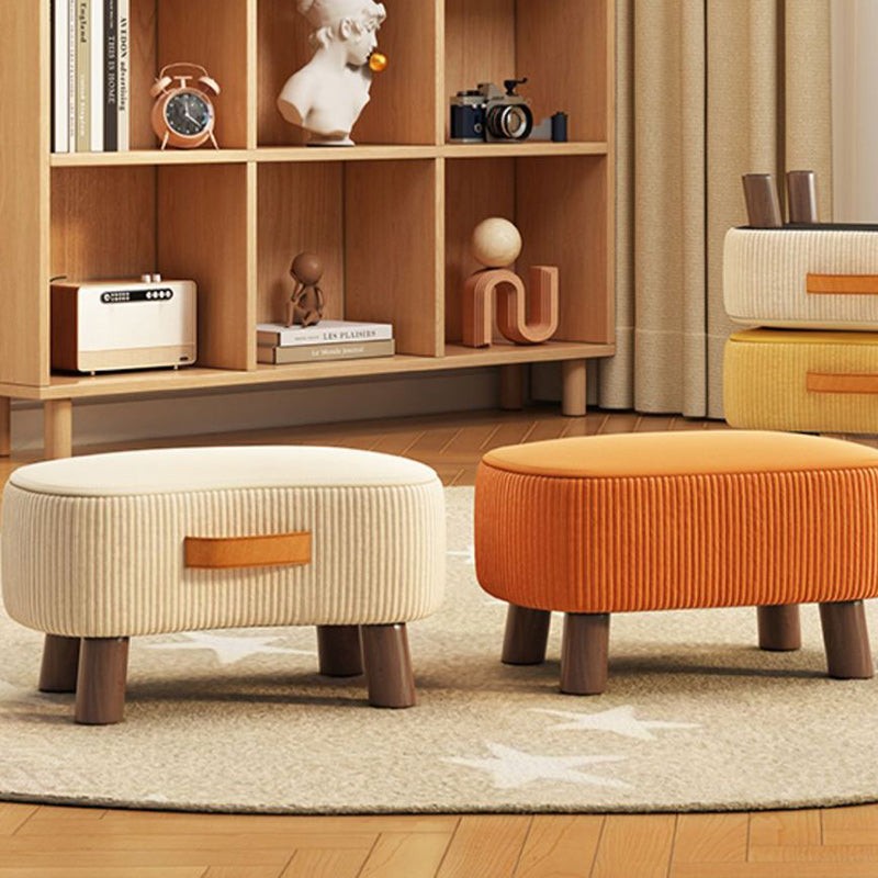 Пуф м’який 40×28×23 см на дерев’яних ніжках, тканинний табурет для дому