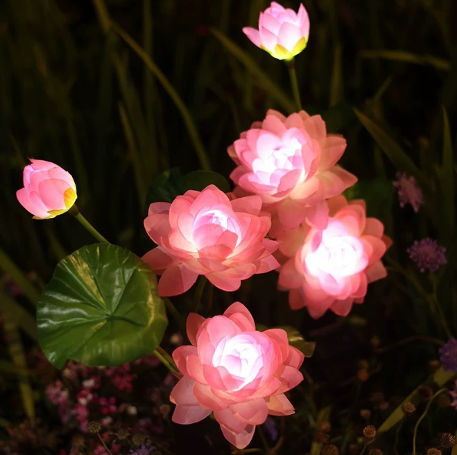 Садовий LED світильник «Квітка Лотоса» на сонячній батареї