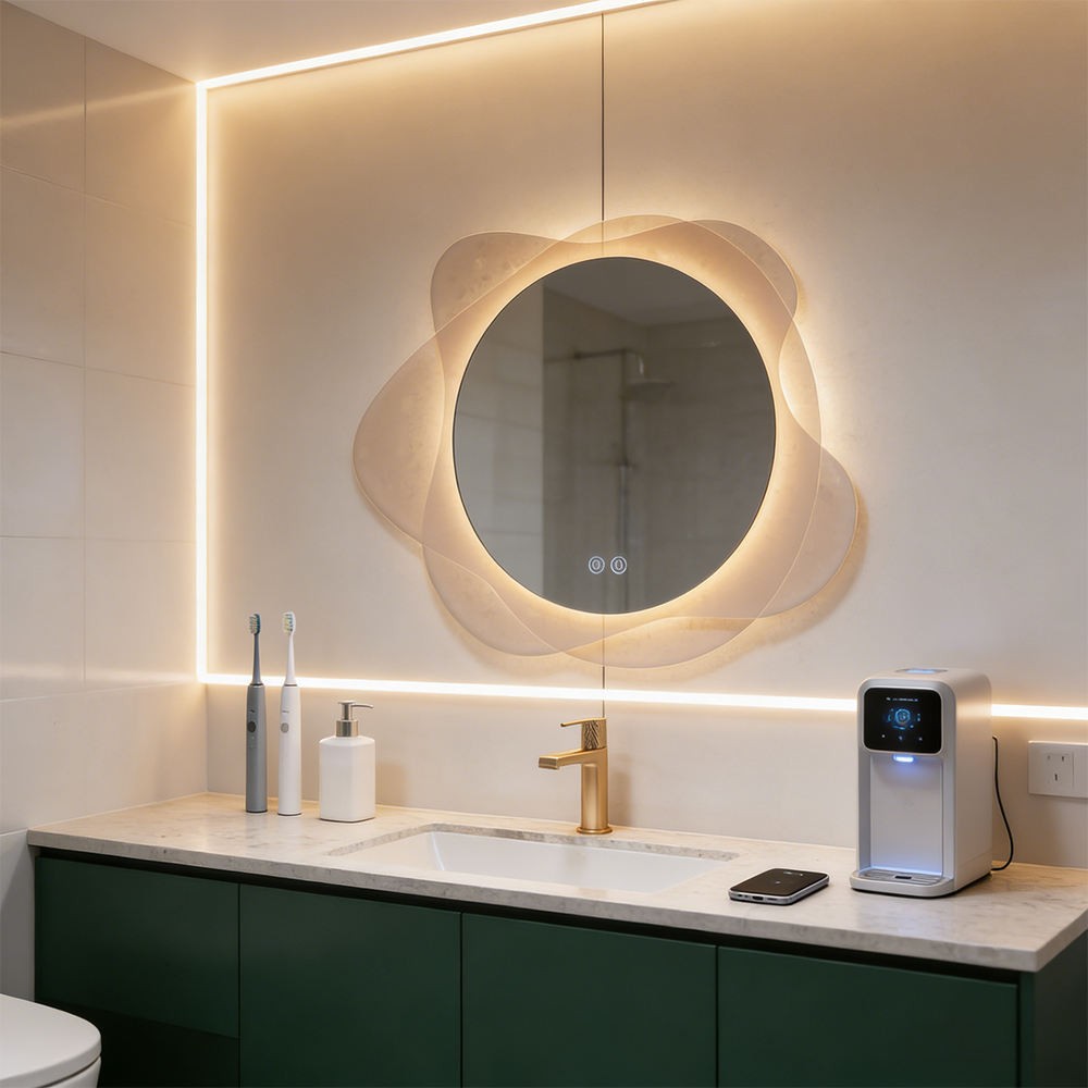 Розумне LED дзеркало для ванної з підсвіткою та антизапотіванням, настінне