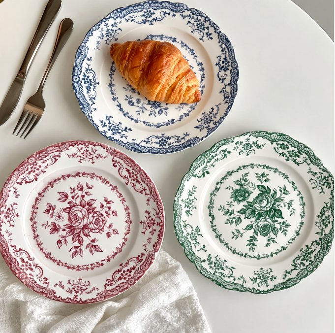 Керамічна тарілка у пасторальному ретро-стилі, 25см